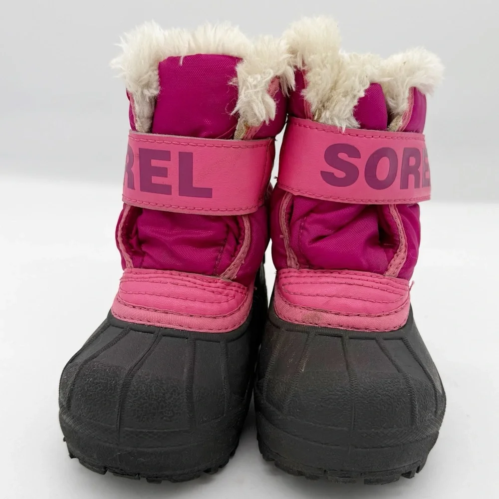 Sorel Snow Commander Winter Boot Toddler Size 6 Waterproof Pink Faux Fur Outdoor